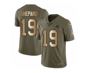 Men Nike Carolina Panthers #19 Russell Shepard Limited Olive Gold 2017 Salute to Service NFL Jersey