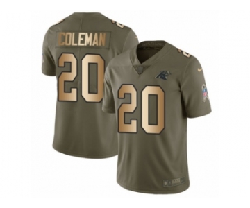 Men Nike Carolina Panthers #20 Kurt Coleman Limited Olive Gold 2017 Salute to Service NFL Jersey