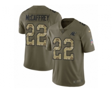 Men Nike Carolina Panthers #22 Christian McCaffrey Limited Olive Camo 2017 Salute to Service NFL Jersey