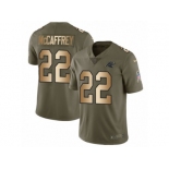 Men Nike Carolina Panthers #22 Christian McCaffrey Limited Olive Gold 2017 Salute to Service NFL Jersey