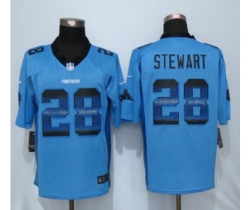 Men Nike Carolina Panthers #28 Jonathan Stewart Blue Strobe Jersey[Limited]