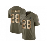 Men Nike Carolina Panthers #28 Jonathan Stewart Limited Olive Gold 2017 Salute to Service NFL Jersey