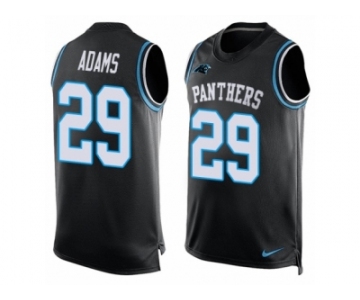 Men Nike Carolina Panthers #29 Mike Adams Limited Black Player Name & Number Tank Top NFL Jersey