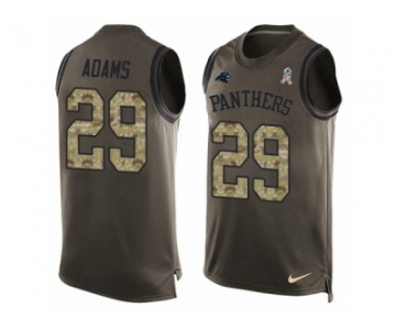 Men Nike Carolina Panthers #29 Mike Adams Limited Green Salute to Service Tank Top NFL Jersey