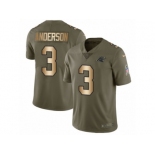 Men Nike Carolina Panthers #3 Derek Anderson Limited Olive Gold 2017 Salute to Service NFL Jersey