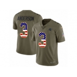 Men Nike Carolina Panthers #3 Derek Anderson Limited Olive USA Flag 2017 Salute to Service NFL Jersey