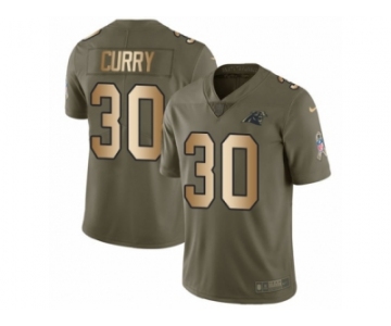 Men Nike Carolina Panthers #30 Stephen Curry Limited Olive Gold 2017 Salute to Service NFL Jersey