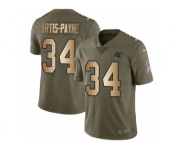 Men Nike Carolina Panthers #34 Cameron Artis-Payne Limited Olive Gold 2017 Salute to Service NFL Jersey