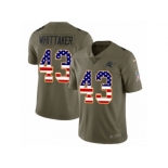 Men Nike Carolina Panthers #43 Fozzy Whittaker Limited Olive USA Flag 2017 Salute to Service NFL Jersey