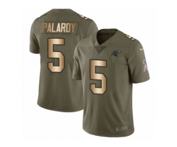 Men Nike Carolina Panthers #5 Michael Palardy Limited Olive Gold 2017 Salute to Service NFL Jersey