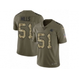 Men Nike Carolina Panthers #51 Sam Mills Limited Olive Camo 2017 Salute to Service NFL Jersey