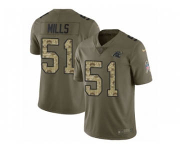 Men Nike Carolina Panthers #51 Sam Mills Limited Olive Camo 2017 Salute to Service NFL Jersey