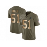 Men Nike Carolina Panthers #51 Sam Mills Limited Olive Gold 2017 Salute to Service NFL Jersey