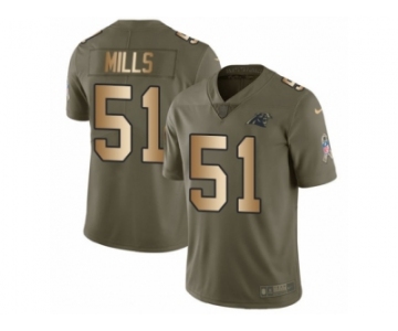 Men Nike Carolina Panthers #51 Sam Mills Limited Olive Gold 2017 Salute to Service NFL Jersey