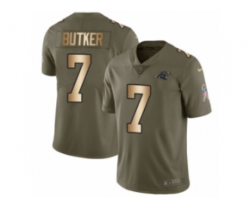 Men Nike Carolina Panthers #7 Harrison Butker Limited Olive Gold 2017 Salute to Service NFL Jersey