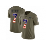 Men Nike Carolina Panthers #7 Harrison Butker Limited Olive USA Flag 2017 Salute to Service NFL Jersey