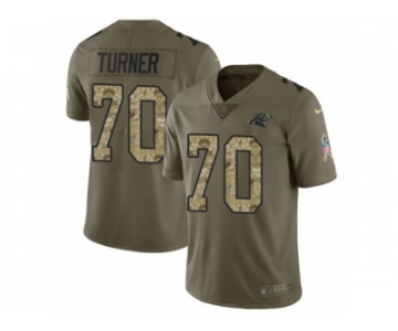 Men Nike Carolina Panthers #70 Trai Turner Limited Olive Camo 2017 Salute to Service NFL Jersey