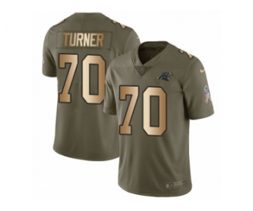 Men Nike Carolina Panthers #70 Trai Turner Limited Olive Gold 2017 Salute to Service NFL Jersey