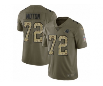 Men Nike Carolina Panthers #72 Taylor Moton Limited Olive Camo 2017 Salute to Service NFL Jersey