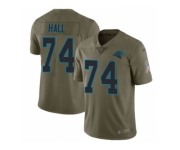 Men Nike Carolina Panthers #74 Daeshon Hall Limited Olive 2017 Salute to Service NFL Jersey