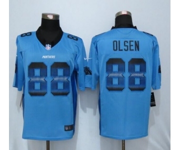 Men Nike Carolina Panthers #88 Greg Olsen Blue Strobe Jersey[Limited]