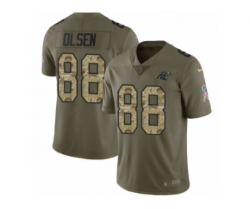 Men Nike Carolina Panthers #88 Greg Olsen Limited Olive Camo 2017 Salute to Service NFL Jersey