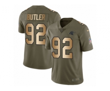 Men Nike Carolina Panthers #92 Vernon Butler Limited Olive Gold 2017 Salute to Service NFL Jersey