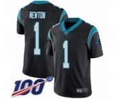 Men's Carolina Panthers #1 Cam Newton Black Team Color Vapor Untouchable Limited Player 100th Season Football Jersey