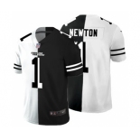 Men's Carolina Panthers #1 Cam Newton Black V White Peace Split Vapor Untouchable Limited Football Jersey