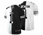 Men's Carolina Panthers #1 Cam Newton Black V White Peace Split Vapor Untouchable Limited Football Jersey