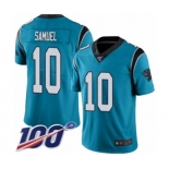 Men's Carolina Panthers #10 Curtis Samuel Limited Blue Rush Vapor Untouchable 100th Season Football Jersey