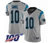 Men's Carolina Panthers #10 Curtis Samuel Silver Inverted Legend Limited 100th Season Football Jersey