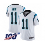 Men's Carolina Panthers #11 Torrey Smith White Vapor Untouchable Limited Player 100th Season Football Jersey