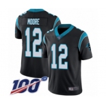 Men's Carolina Panthers #12 DJ Moore Black Team Color Vapor Untouchable Limited Player 100th Season Football Jersey