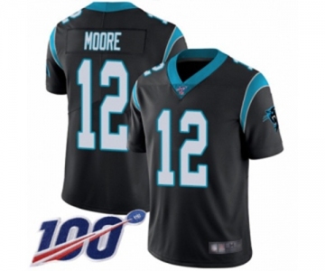 Men's Carolina Panthers #12 DJ Moore Black Team Color Vapor Untouchable Limited Player 100th Season Football Jersey