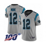 Men's Carolina Panthers #12 DJ Moore Silver Inverted Legend Limited 100th Season Football Jersey