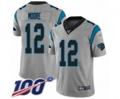 Men's Carolina Panthers #12 DJ Moore Silver Inverted Legend Limited 100th Season Football Jersey