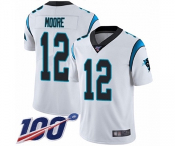 Men's Carolina Panthers #12 DJ Moore White Vapor Untouchable Limited Player 100th Season Football Jersey