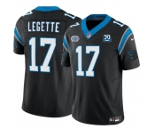 Men's Carolina Panthers #17 Xavier Legette Black 2024 With Dradt Patch And 30th Anniversary Patch F.U.S.E. Vapor Limited Stitched Football Jersey