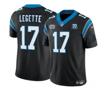 Men's Carolina Panthers #17 Xavier Legette Black 2024 With Dradt Patch And 30th Anniversary Patch F.U.S.E. Vapor Limited Stitched Football Jersey