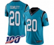 Men's Carolina Panthers #20 Jordan Scarlett Limited Blue Rush Vapor Untouchable 100th Season Football Jersey