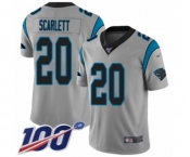 Men's Carolina Panthers #20 Jordan Scarlett Silver Inverted Legend Limited 100th Season Football Jersey