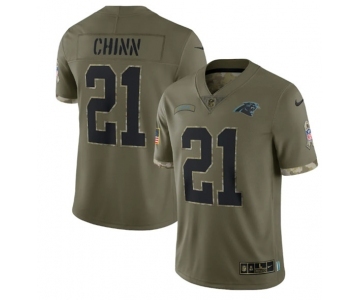 Men's Carolina Panthers #21 Jeremy Chinn 2022 Olive Salute To Service Limited Stitched Jersey