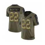 Men's Carolina Panthers #22 Christian McCaffrey 2021 Olive Camo Salute To Service Limited Stitched Football Jersey