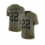 Men's Carolina Panthers #22 Christian McCaffrey 2022 Olive Salute To Service Limited Stitched Jersey