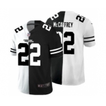 Men's Carolina Panthers #22 Christian McCaffrey Black V White Peace Split Vapor Untouchable Limited Football Jersey