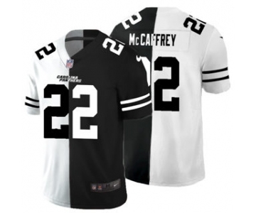 Men's Carolina Panthers #22 Christian McCaffrey Black V White Peace Split Vapor Untouchable Limited Football Jersey