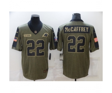 Men's Carolina Panthers #22 Christian McCaffrey Nike Olive 2021 Salute To Service Limited Player Jersey