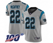 Men's Carolina Panthers #22 Christian McCaffrey Silver Inverted Legend Limited 100th Season Football Jersey