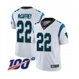 Men's Carolina Panthers #22 Christian McCaffrey White Vapor Untouchable Limited Player 100th Season Football Jersey